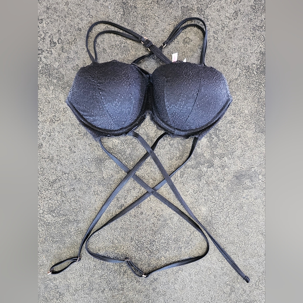 VS Black Lace Bra With Elastic Waist Wrap